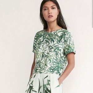 Massimo Dutti Linen Palm Leaf Print Crop Top size 8